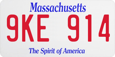 MA license plate 9KE914