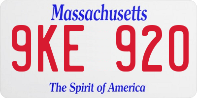 MA license plate 9KE920