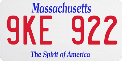 MA license plate 9KE922