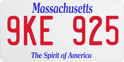 MA license plate 9KE925