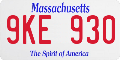 MA license plate 9KE930
