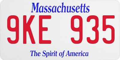 MA license plate 9KE935