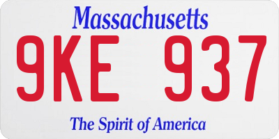 MA license plate 9KE937