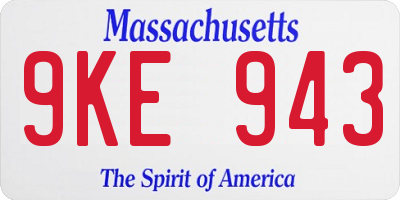 MA license plate 9KE943