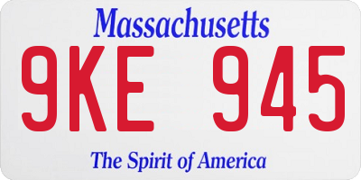MA license plate 9KE945