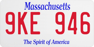 MA license plate 9KE946