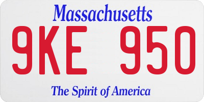 MA license plate 9KE950