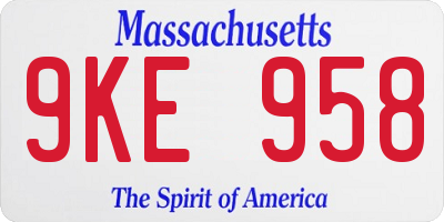 MA license plate 9KE958