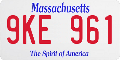 MA license plate 9KE961