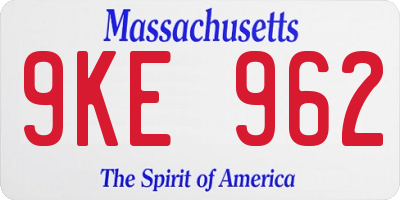 MA license plate 9KE962