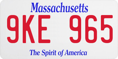 MA license plate 9KE965
