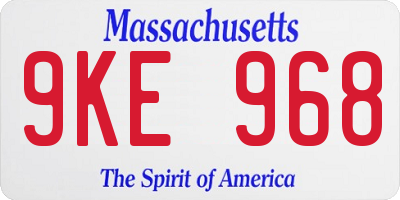 MA license plate 9KE968