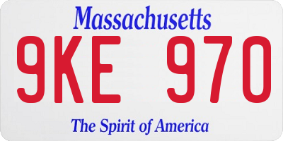 MA license plate 9KE970