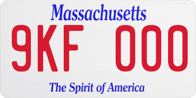 MA license plate 9KF000