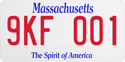 MA license plate 9KF001