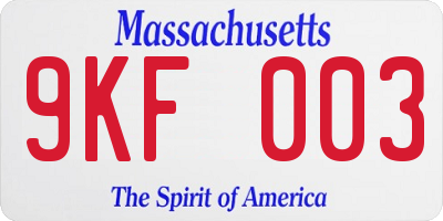 MA license plate 9KF003