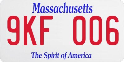 MA license plate 9KF006