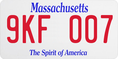 MA license plate 9KF007