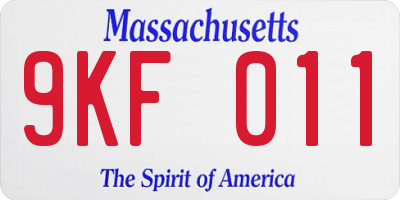 MA license plate 9KF011