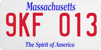 MA license plate 9KF013