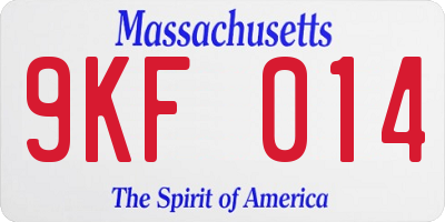 MA license plate 9KF014