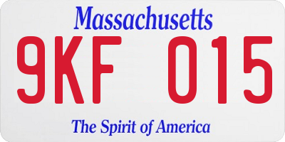 MA license plate 9KF015