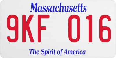 MA license plate 9KF016