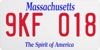 MA license plate 9KF018