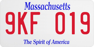 MA license plate 9KF019