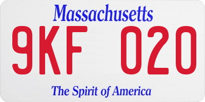 MA license plate 9KF020