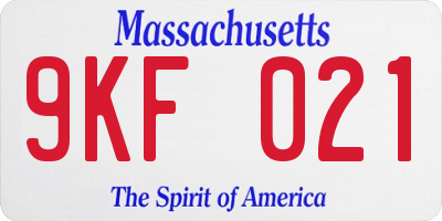 MA license plate 9KF021