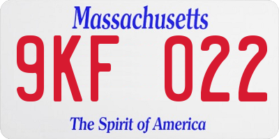 MA license plate 9KF022