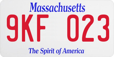 MA license plate 9KF023
