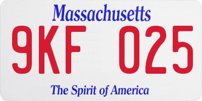 MA license plate 9KF025