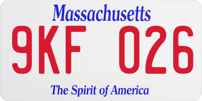 MA license plate 9KF026