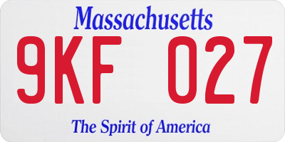 MA license plate 9KF027