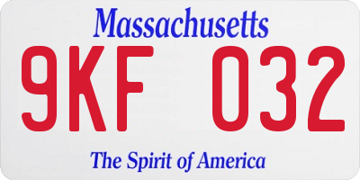 MA license plate 9KF032