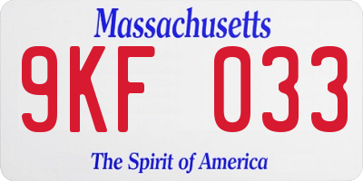 MA license plate 9KF033