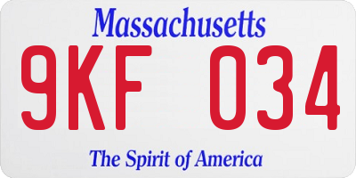 MA license plate 9KF034