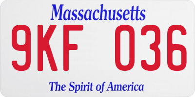 MA license plate 9KF036