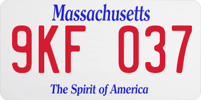 MA license plate 9KF037