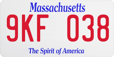 MA license plate 9KF038