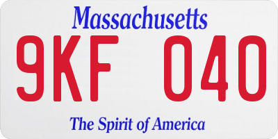 MA license plate 9KF040