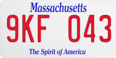 MA license plate 9KF043