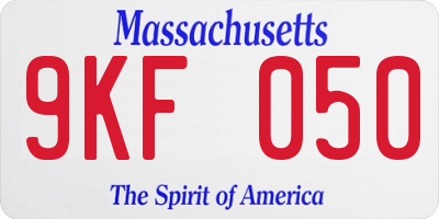 MA license plate 9KF050