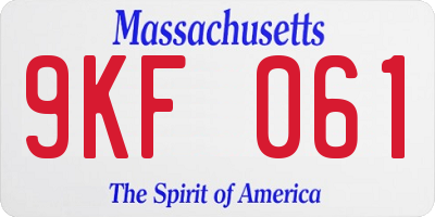 MA license plate 9KF061