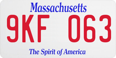 MA license plate 9KF063