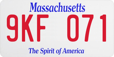 MA license plate 9KF071
