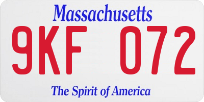 MA license plate 9KF072