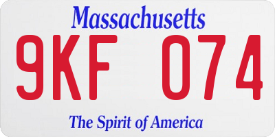 MA license plate 9KF074